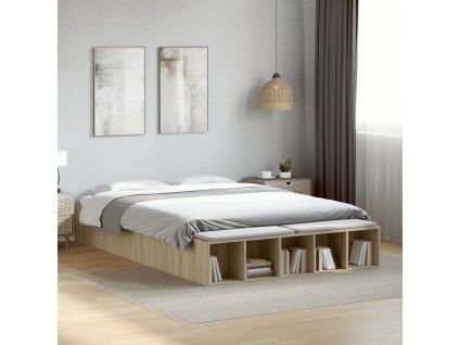 Rám postele dub sonoma 150 x 200 cm kompozitní dřevo 3280561