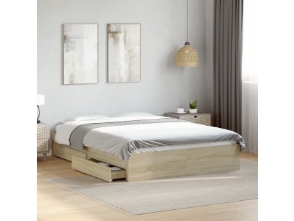 Rám postele se zásuvkami dub sonoma 140x200 cm kompozitní dřevo 3280659
