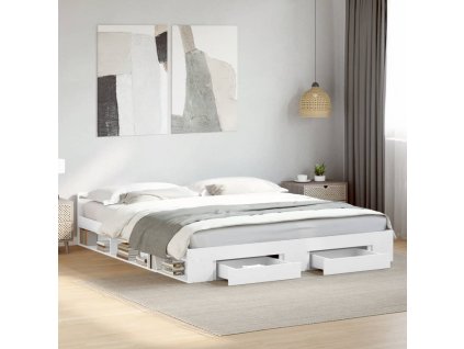 Rám postele se zásuvkami bílý 200 x 200 cm kompozitní dřevo 3280720