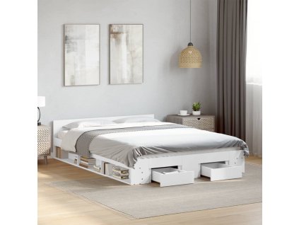 Rám postele se zásuvkami bílý 150 x 200 cm kompozitní dřevo 3280741