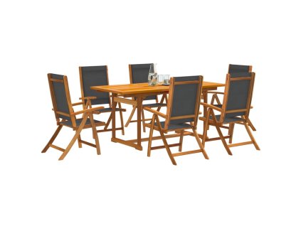 7dílný zahradní jídelní set masivní akáciové dřevo a textilen 3279269