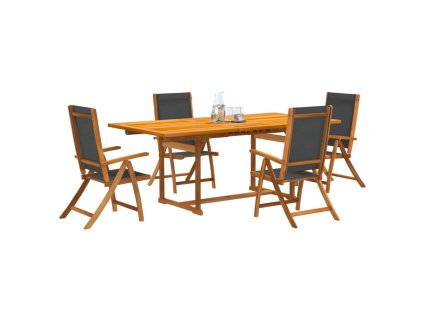 5dílný zahradní jídelní set masivní akáciové dřevo a textilen 3279260