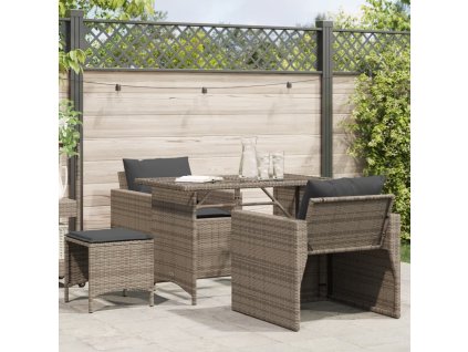 4dílná zahradní sedací souprava s poduškami šedá polyratan 366361