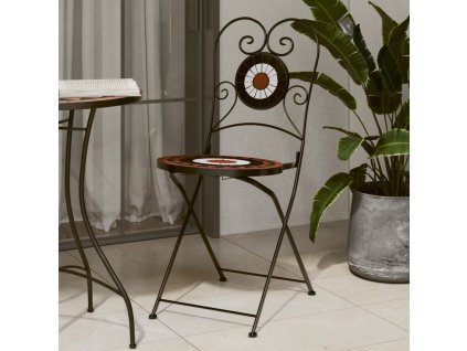 Bistro židle skládací 2 ks terakotové a bílé keramika 4003406