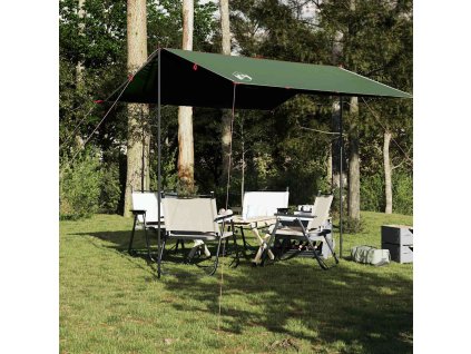 Kempingová plachta zelená 300 x 294 cm nepromokavá 94649
