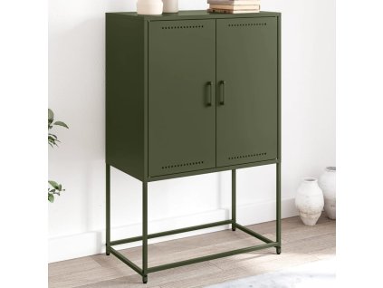 Skříň highboard olivově zelená 68,5 x 38,5 x 107 cm ocel 846510