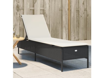 Zahradní lehátko s poduškou černé polyratan 4002719