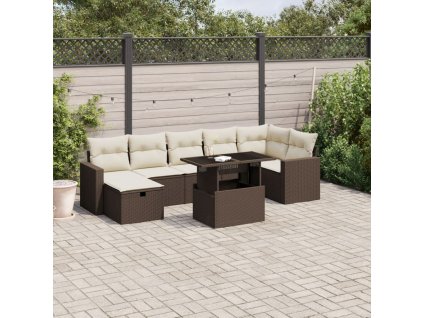 8dílná zahradní sedací souprava s poduškami hnědá polyratan 3274833