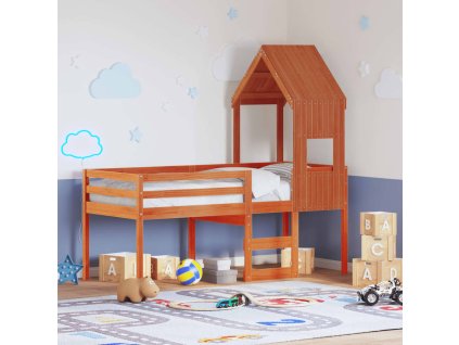 Patrová postel se střechou voskově hnědá 75 x 190 cm borovice 3282021