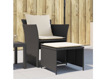 Zahradní křeslo s podnožkou černé polyratan 368616