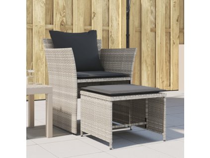 Zahradní křeslo s podnožkou světle šedé polyratan 368621