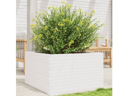 Zahradní truhlík bílý 80 x 80 x 45,5 cm masivní borové dřevo 847259