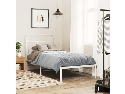 Kovový rám postele s čelem bílý 90 x 190 cm 377158