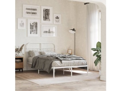 Kovový rám postele s čelem bílý 120 x 200 cm 377164