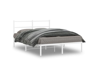 Kovový rám postele s čelem bílý 135 x 190 cm 355413