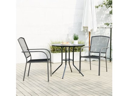 Sada stohovatelných zahradních židlí 3 ks antracitová ocel 3283756