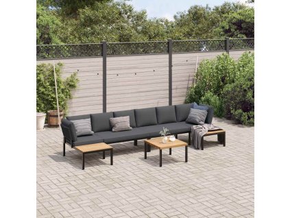 5dílná zahradní sedací souprava s poduškami černá hliník 3283693