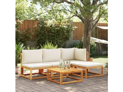 5dílná zahradní sedací souprava s polštáři, akácie a ratan 3278871