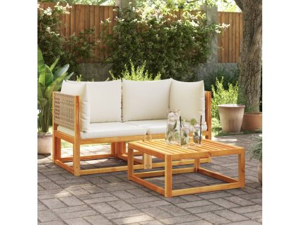 Zahradní pohovky rohové s polštáři 2 ks dřevo akácie a ratan 3278922