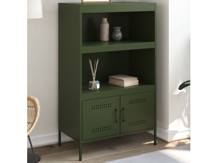 Skříň highboard olivově zelená 68 x 39 x 113 cm ocel 842974