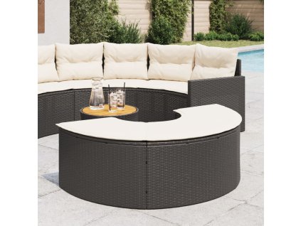 Zahradní podnožka s poduškou černá polyratan 369087