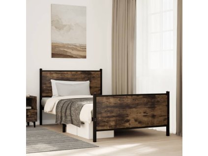 Kovový rám postele bez matrace kouřový dub 100 x 200 cm 4007680