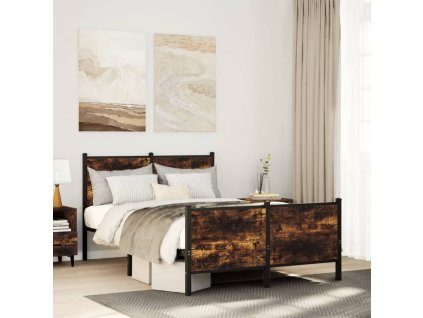 Kovový rám postele bez matrace kouřový dub 120 x 190 cm 4007682