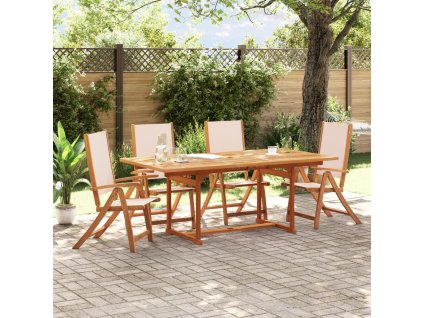5dílný zahradní jídelní set masivní akáciové dřevo a textilen 3279274