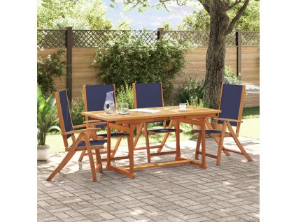 5dílný zahradní jídelní set masivní akáciové dřevo a textilen 3279310