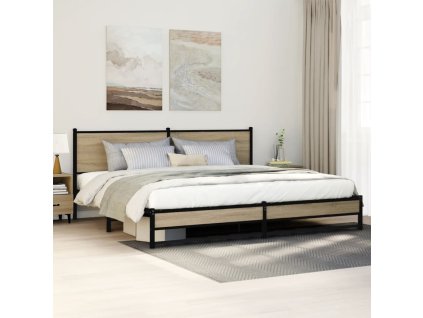 Kovový rám postele bez matrace dub sonoma 200 x 200 cm 3301398