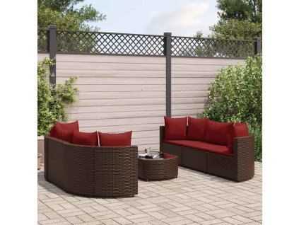7dílná zahradní sedací souprava s poduškami hnědá polyratan 3308437
