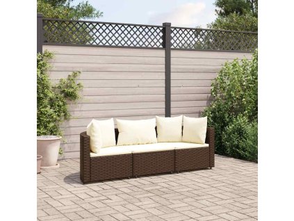 3dílná zahradní sedací souprava s poduškami hnědá polyratan 3308449