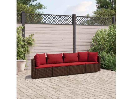 4dílná zahradní sedací souprava s poduškami hnědá polyratan 3308461