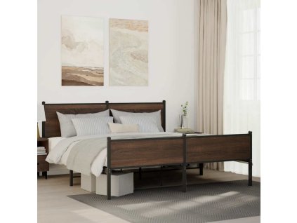 Kovový rám postele bez matrace hnědý dub 180 x 200 cm 3301415