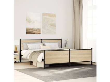 Kovový rám postele bez matrace dub sonoma 193 x 203 cm 3301366