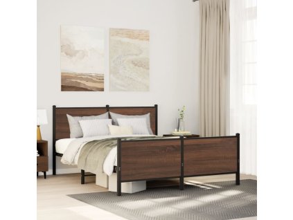 Kovový rám postele bez matrace hnědý dub 140 x 200 cm 3301370