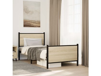 Kovový rám postele bez matrace dub sonoma 75 x 190 cm 4007724