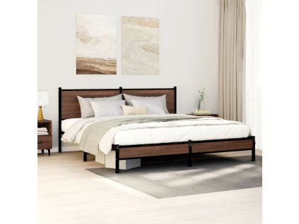 Kovový rám postele bez matrace hnědý dub 160 x 200 cm 4007925