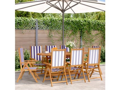 Polohovací zahradní židle 8 ks modré a bílé textil a masiv 3214555