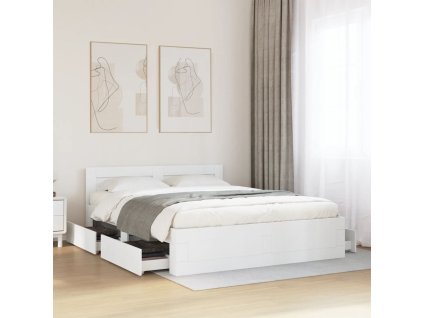 Rám postele s čelem bílý 150 x 200 cm kompozitní dřevo 3295555