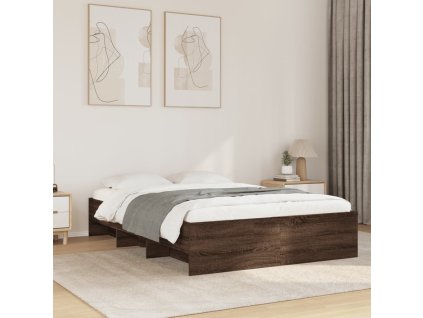 Rám postele bez matrace hnědý dub 140 x 190 cm kompozitní dřevo 3295687