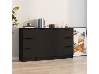 Příborníky 3 ks černé kompozitní dřevo 3115837