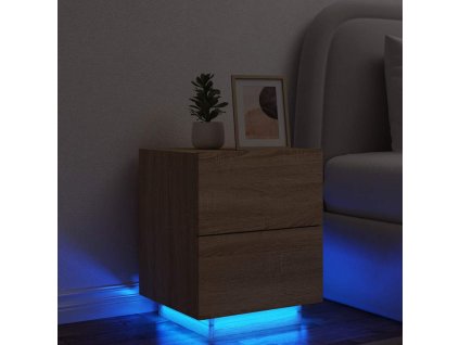 Noční stolek s LED osvětlením dub sonoma kompozitní dřevo 836739