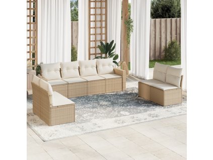 8dílná zahradní sedací souprava s poduškami béžová polyratan 3218838
