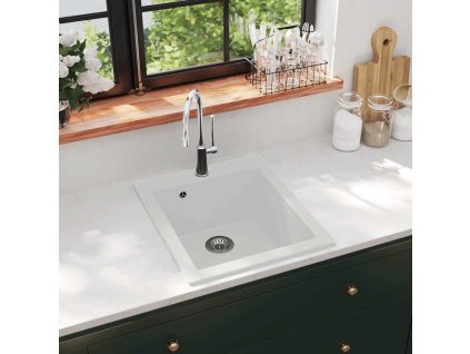 Kuchyňský dřez jednoduchý žula bílý 141674