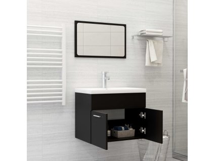 Set koupelnového nábytku černý dřevotříska 3070866