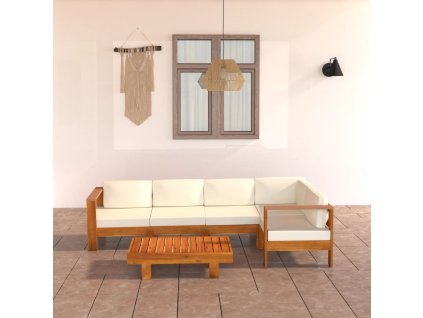 6dílná zahradní sedací souprava s polštáři 100 x 60 cm akáciové dřevo 3057933