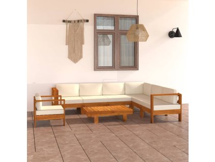 8dílná zahradní sedací souprava s polštáři 100 x 60 cm akáciové dřevo 3057938