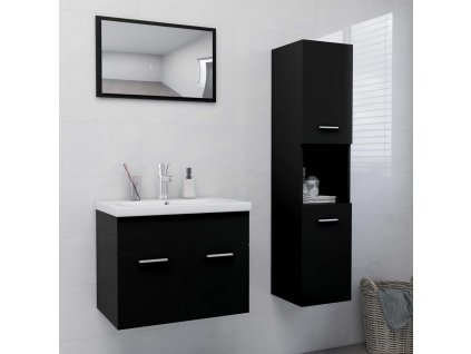 Set koupelnového nábytku černý dřevotříska 3071136