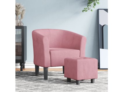 Klubové křeslo s podnožkou růžové samet 356454